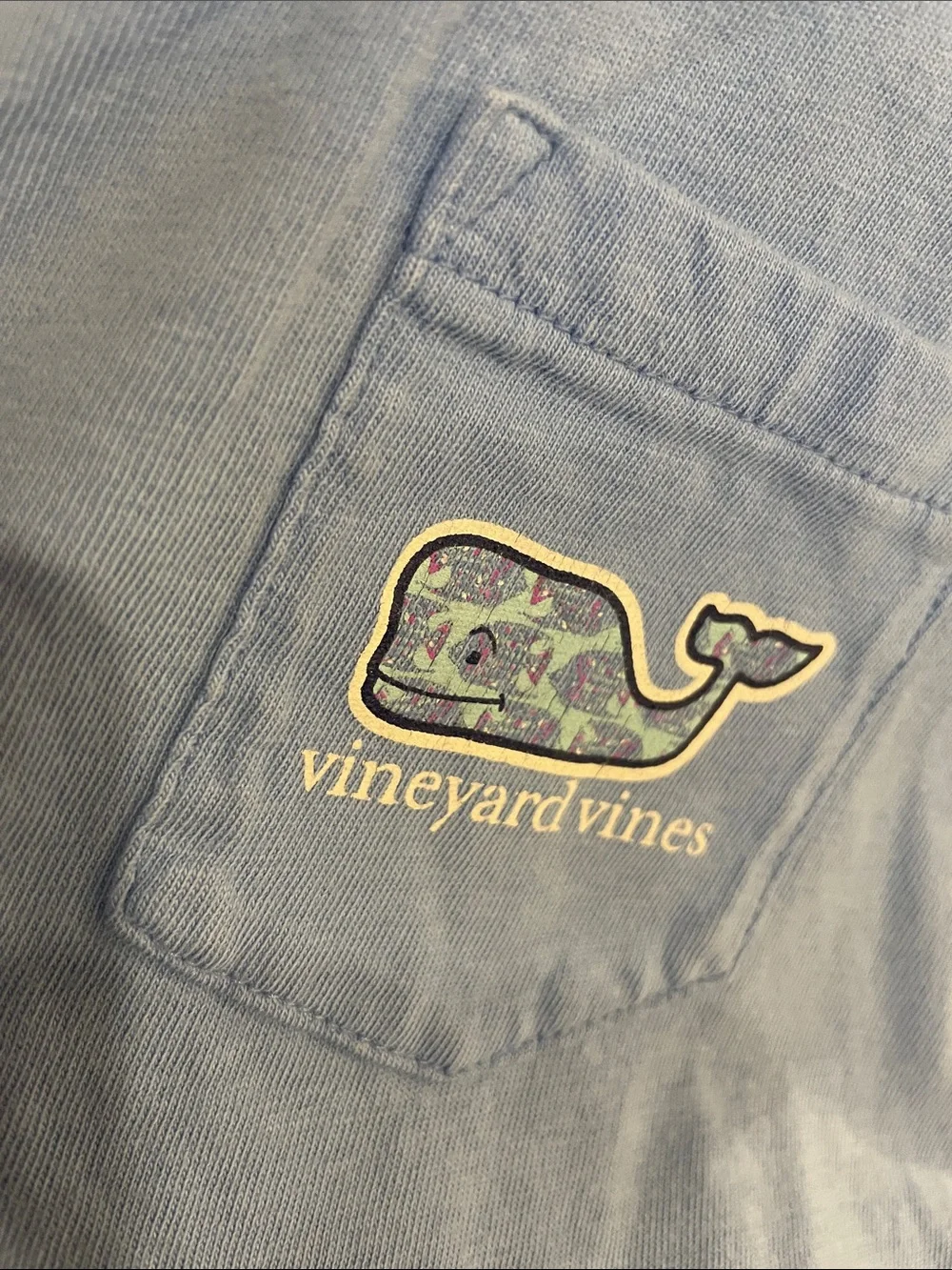 Classic Vineyard Vines kids Sky Blue Pocket Tee with Whale Logo